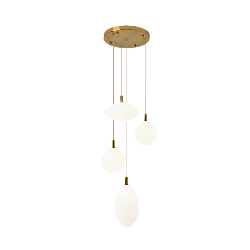 Minimalistic Gold/Black Pendant Lamp with 4 Lights and Cream Glass"
or 
"Minimalist 4-Light Gold/Black Pendant Lamp with Cream Glass