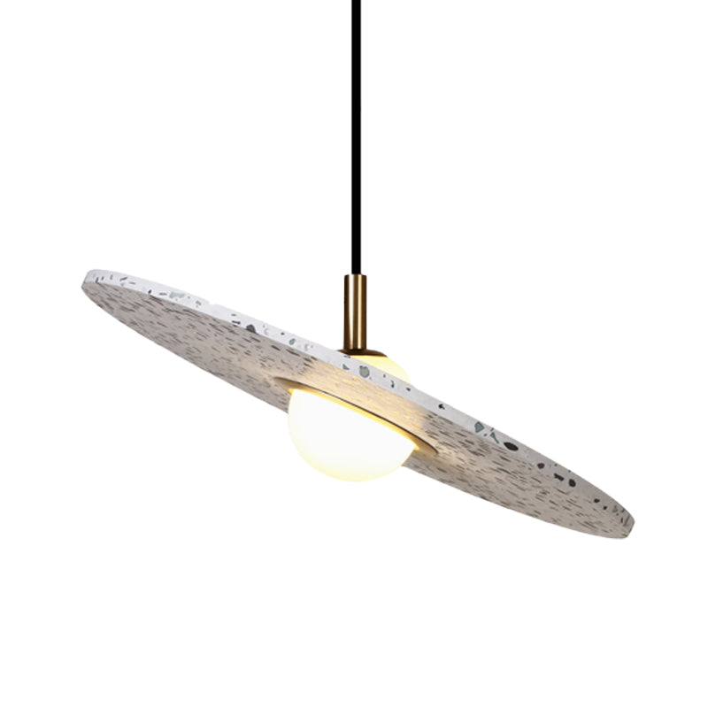 Modern Terrazzo Suspension Light: Round Disc Pendant Lamp for Restaurants - 1-Bulb, White/Pink