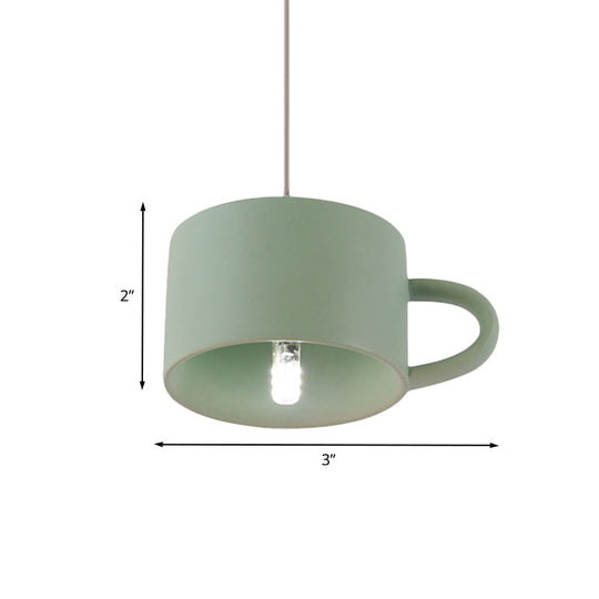 Green Nordic Cup Shape Ceramic LED Pendant Lamp for Modern Restaurants