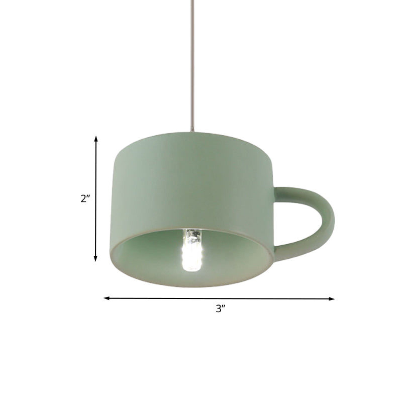 Green Nordic Cup Shape Ceramic LED Pendant Lamp for Modern Restaurants