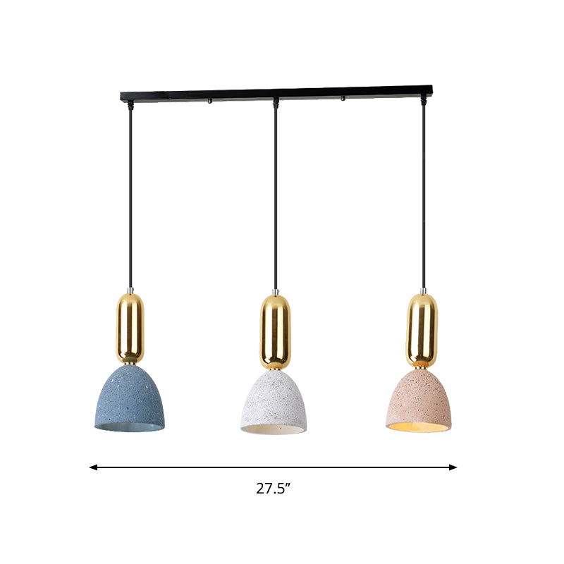 Terrazzo Macaron Dome Pendant Light with 3 White-Pink-Blue Lights - Perfect for Restaurants (Linear Canopy Included)