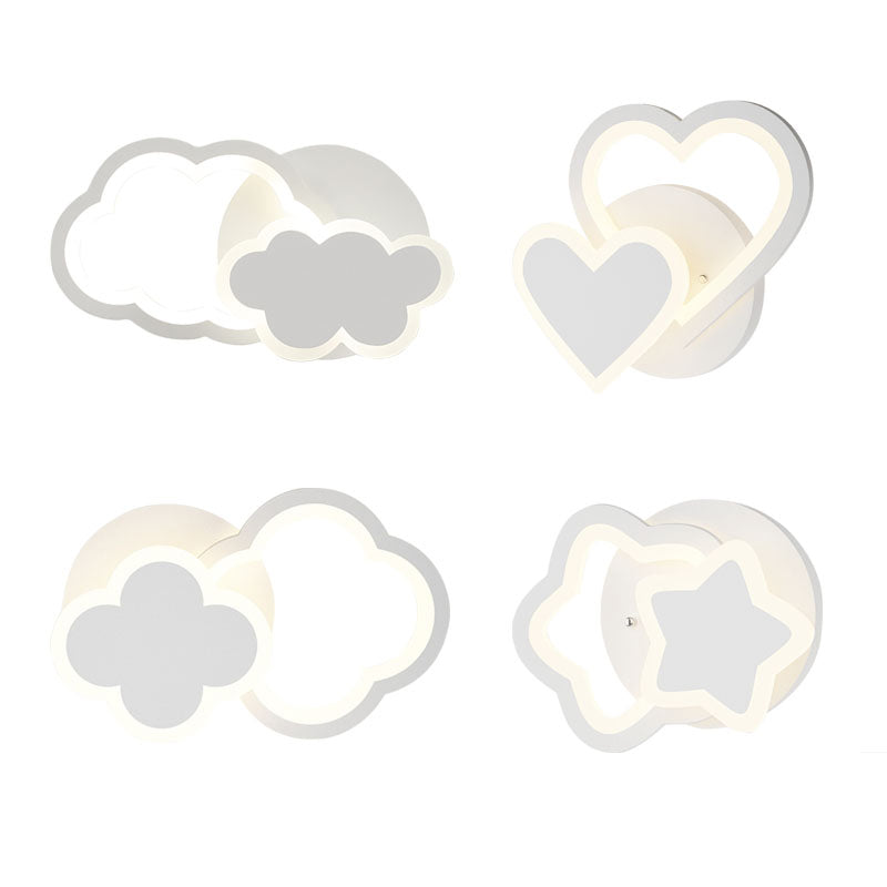Modern LED Indoor Wall Lighting for Kids - White Acrylic Wall Mount Light