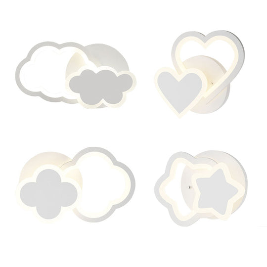 Modern LED Indoor Wall Lighting for Kids - White Acrylic Wall Mount Light