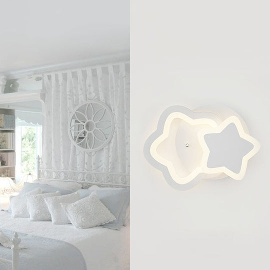 Modern LED Indoor Wall Lighting for Kids - White Acrylic Wall Mount Light