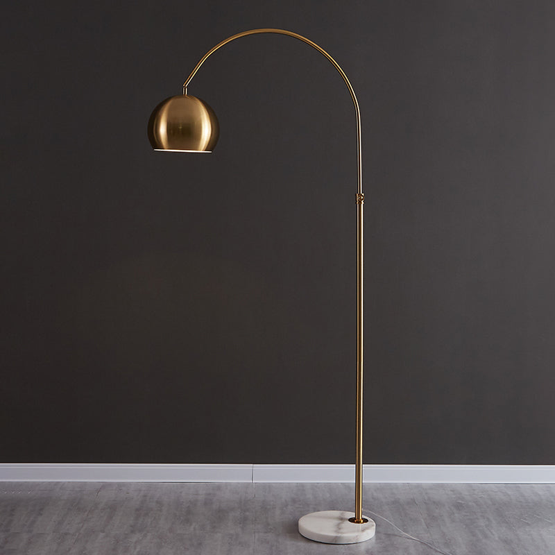 Metal Domed Floor Lamp: Post-Modern Overarching Stand Up Light in Black/Brass
