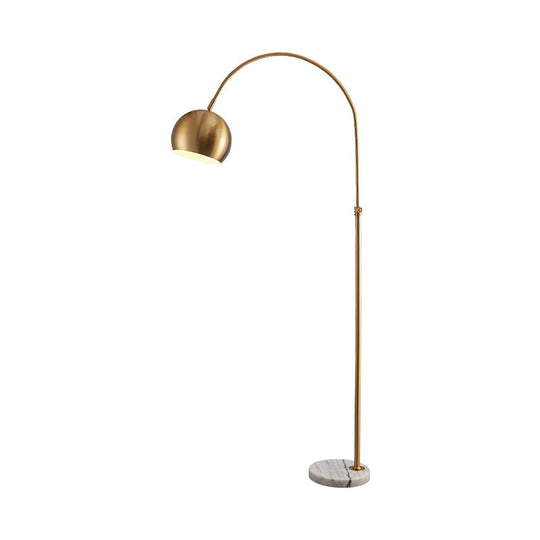 Metal Domed Floor Lamp: Post-Modern Overarching Stand Up Light in Black/Brass