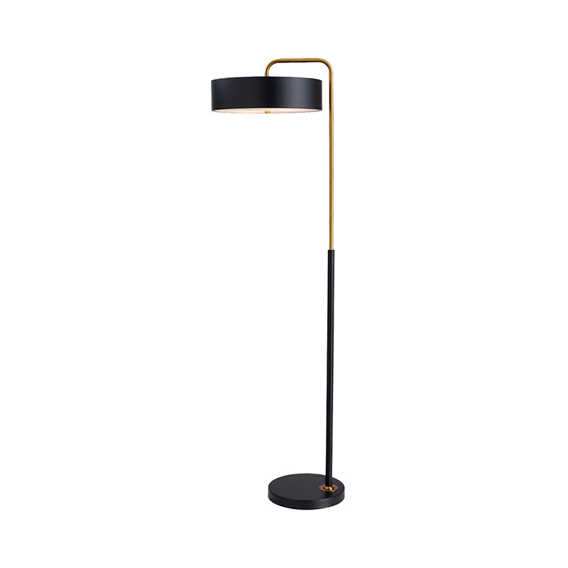 1-Head Macaron Floor Lamp - Black/Blue/Yellow Finish, Drum Standing Light for Living Room