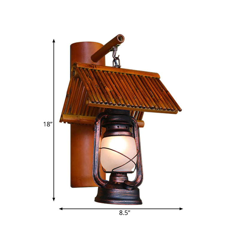 Copper Wall Light Fixture with Frosted Glass - Warehouse Sconce Lamp