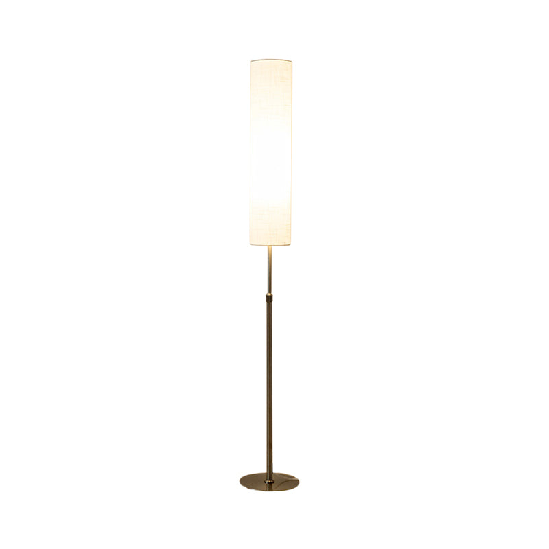 Minimalist White Fabric Cylinder Floor Reading Lamp for Living Room
