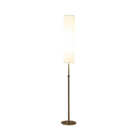 Minimalist White Fabric Cylinder Floor Reading Lamp for Living Room
