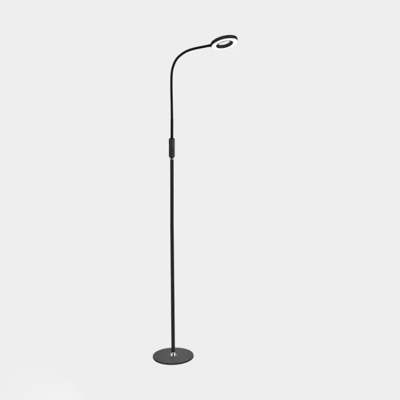 Modern Metal Loop Floor Lamp - White/Black LED Floor Light for Living Room