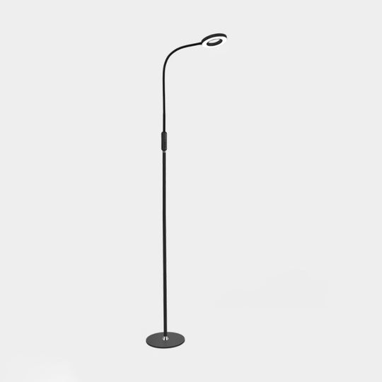 Modern Metal Loop Floor Lamp - White/Black LED Floor Light for Living Room