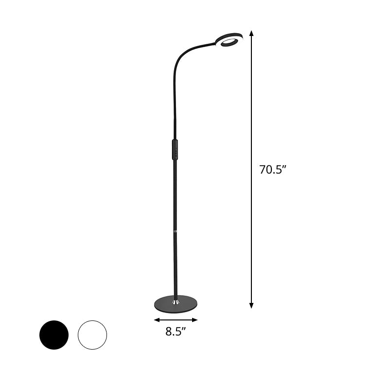 Modern Metal Loop Floor Lamp - White/Black LED Floor Light for Living Room