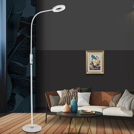 Modern Metal Loop Floor Lamp - White/Black LED Floor Light for Living Room