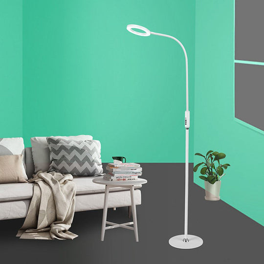 Modern Metal Loop Floor Lamp - White/Black LED Floor Light for Living Room