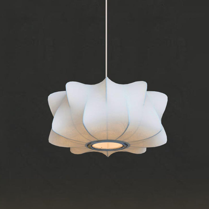 Contemporary White Propeller Hanging Light with Fabric Shade