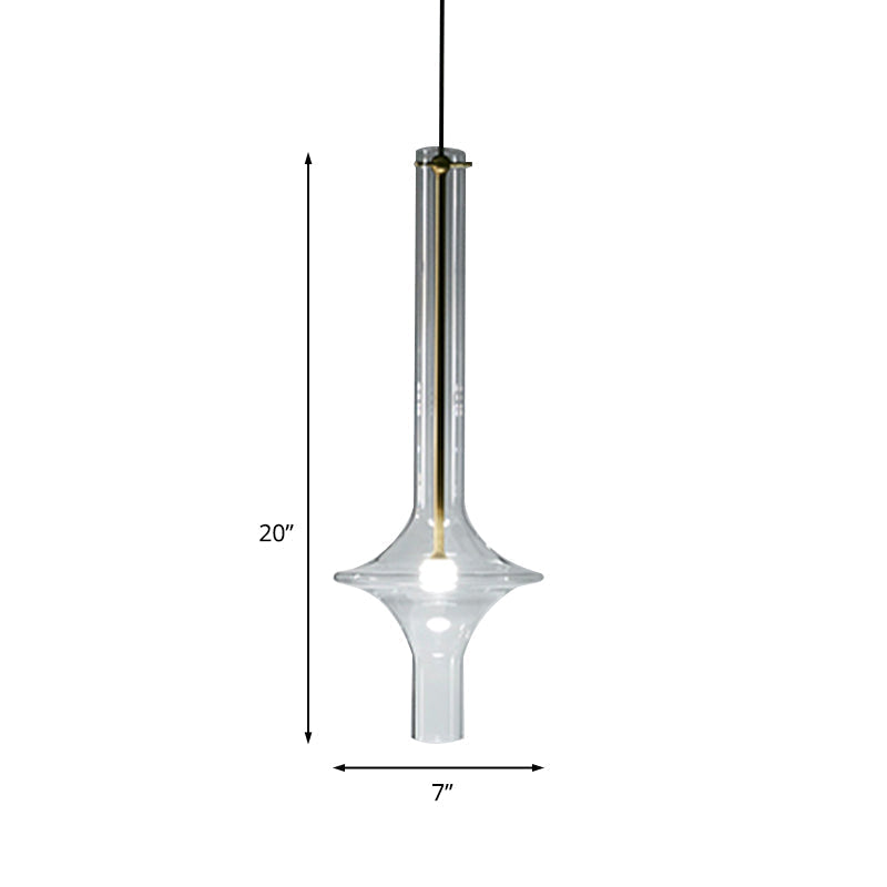 Minimalist 1-Head LED Hanging Pendant Lamp - Clear Glass Wavy Tube Ceiling Light