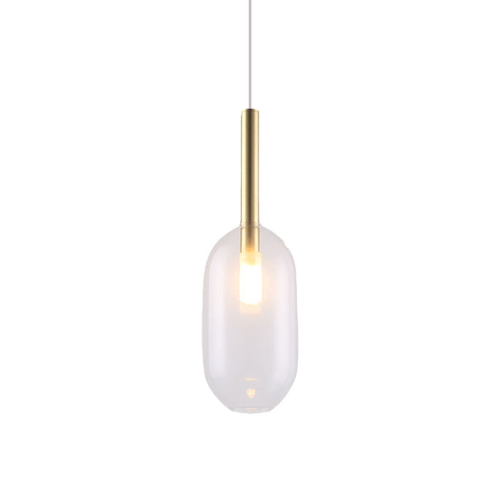 Brass LED Pendant Lamp with Clear Glass Shade for Stylish Living Room