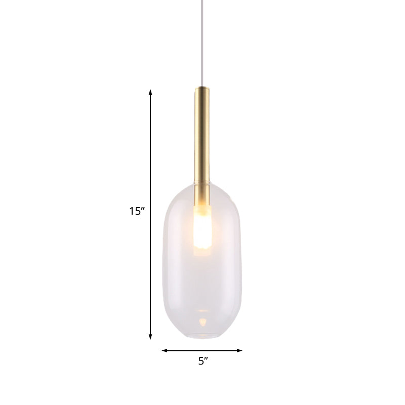 Brass LED Pendant Lamp with Clear Glass Shade for Stylish Living Room