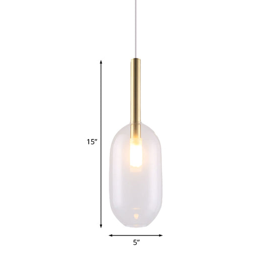 Brass LED Pendant Lamp with Clear Glass Shade for Stylish Living Room