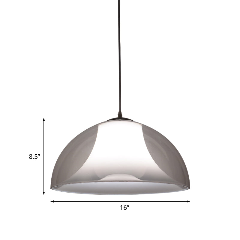 Simple Black Semicircle Pendant Light with Clear Glass - 1 Bulb Ceiling Suspension Lamp