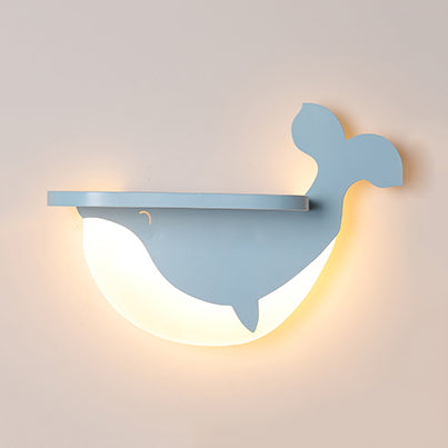 Cartoon LED Wall Sconce with Shelf for Kids' Bedroom Decor