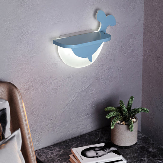 Cartoon LED Wall Sconce with Shelf for Kids' Bedroom Decor