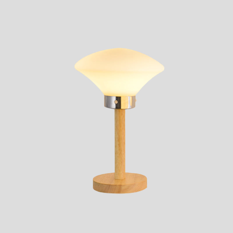 Modernist Frosted Glass Night Table Light - Globe/Cylinder/Square Design - Wood Lamp for Bedside