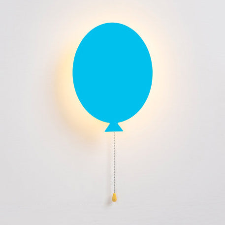 Cartoon LED Wall Sconce - Wooden Slim Panel Balloon Light for Child's Bedroom or Kindergarten