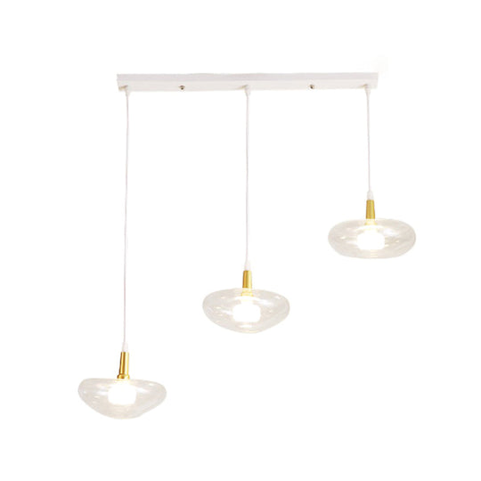 Vintage Clear Glass Chandelier: Oval Multi Light - 3 Bulb Pendant Lamp for Dining Room with Canopy Options