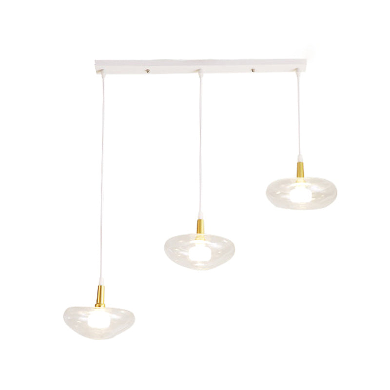 Vintage Clear Glass Chandelier: Oval Multi Light - 3 Bulb Pendant Lamp for Dining Room with Canopy Options