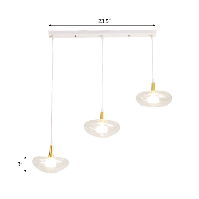 Vintage Clear Glass Chandelier: Oval Multi Light - 3 Bulb Pendant Lamp for Dining Room with Canopy Options