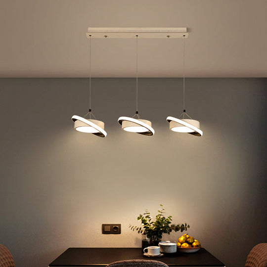 Contemporary Metal Drum Pendant Light with 3 Bulbs - Rotatable Ring, Warm/White Suspension Lamp