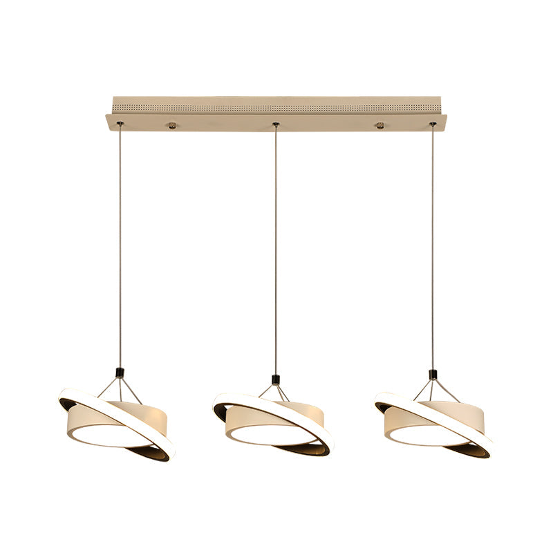 Contemporary Metal Drum Pendant Light with 3 Bulbs - Rotatable Ring, Warm/White Suspension Lamp