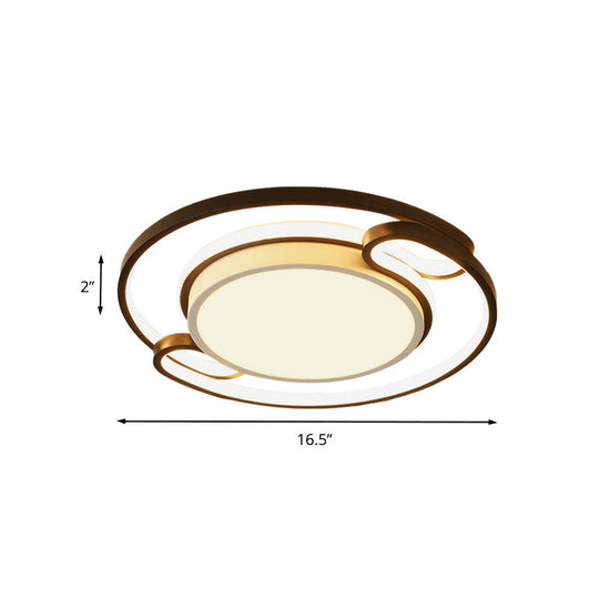 Modern Black Semi-Ring LED Flushmount for Bedroom, 16"/20.5" Wide – Ceiling Mount Lighting