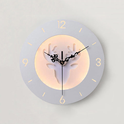 Modern White LED Wall Clock - Indoor Acrylic and Metal Mount for Kids