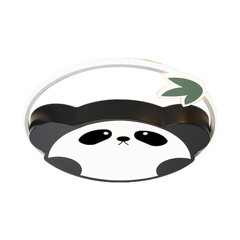 Panda Kids Style LED Flush Mount Ceiling Light with Leaf Design in Warm/White Light