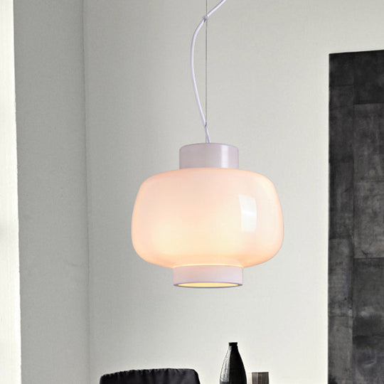 Suspension Lantern Light - Modern 1-Head Pendant in Smoke Gray/Cream/Cognac Glass for Living Room