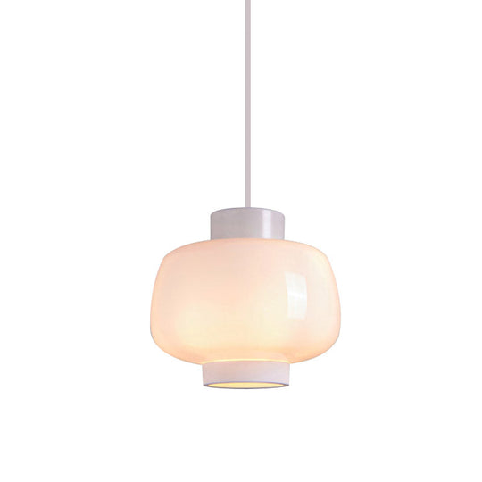 Suspension Lantern Light - Modern 1-Head Pendant in Smoke Gray/Cream/Cognac Glass for Living Room