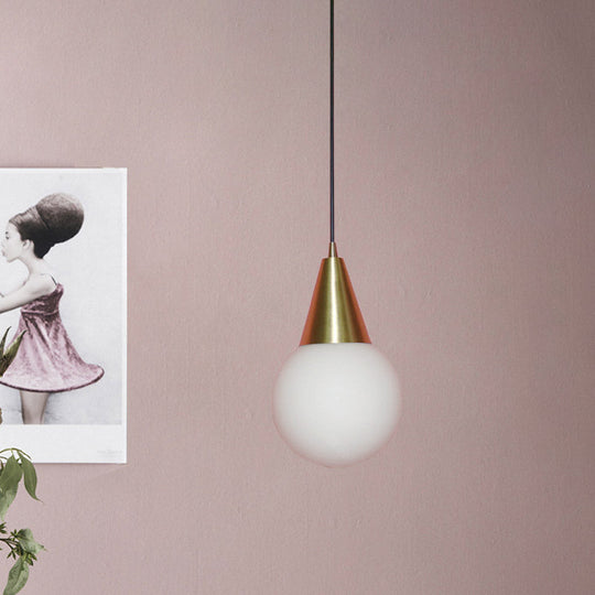 Modern Brass Modo Pendant Light with Milk White Glass - 1-Light Suspension Lamp