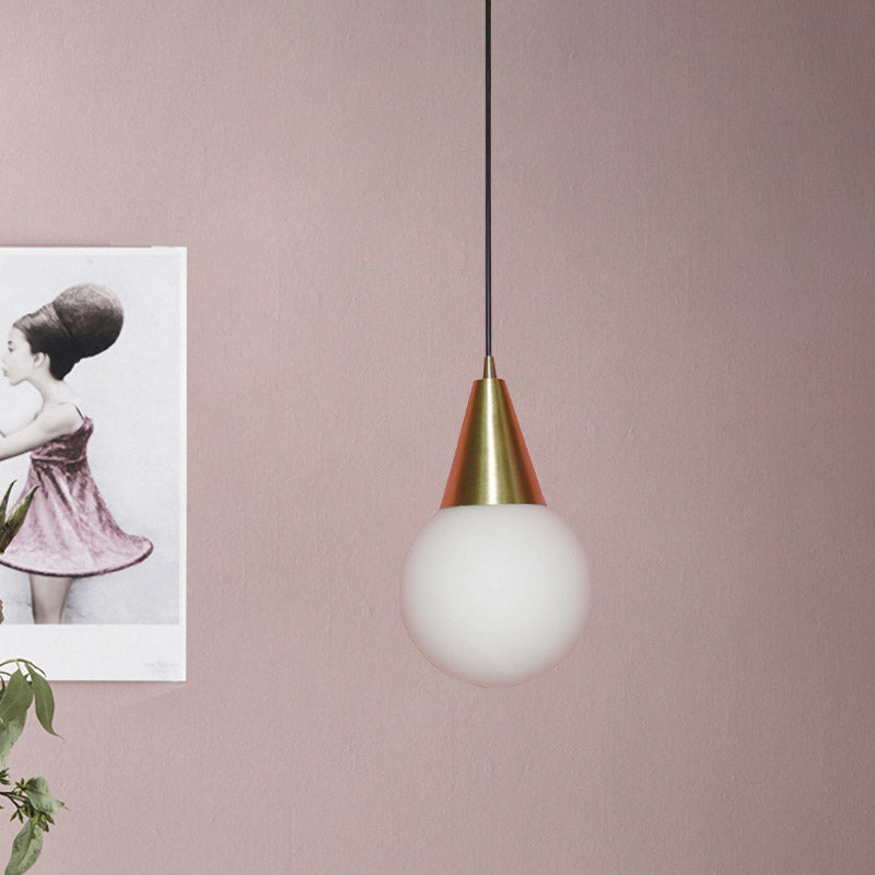 Modern Brass Modo Pendant Light with Milk White Glass - 1-Light Suspension Lamp