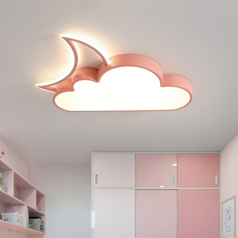 Colorful Cloud LED Flush Mount Lamp for Kids' Room with Acrylic Shade