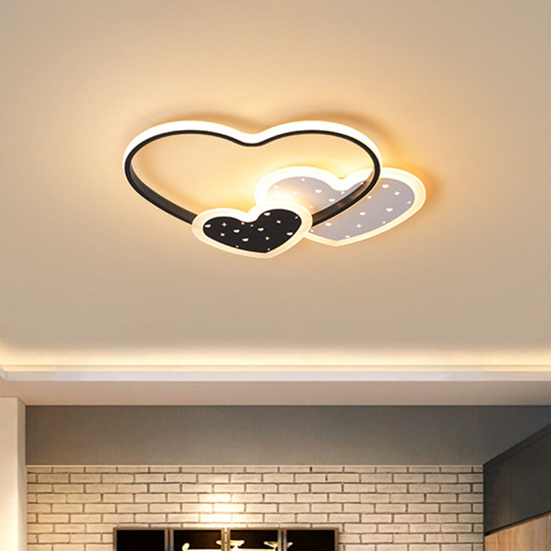 Love Family Flushmount Macaron LED Ceiling Light for Kids Room- Pink/Black