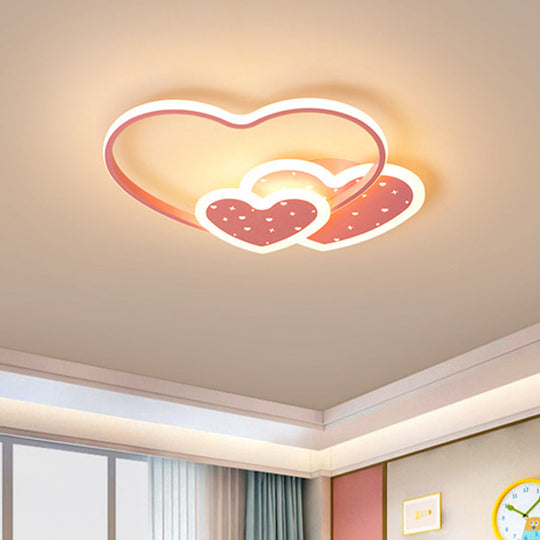 Love Family Flushmount Macaron LED Ceiling Light for Kids Room- Pink/Black
