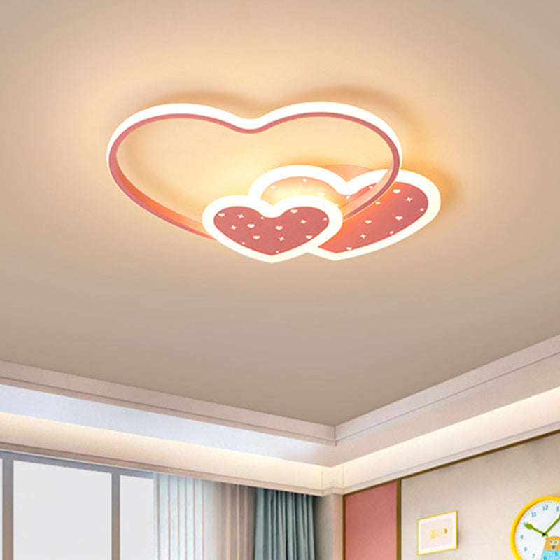 Love Family Flushmount Macaron LED Ceiling Light for Kids Room- Pink/Black