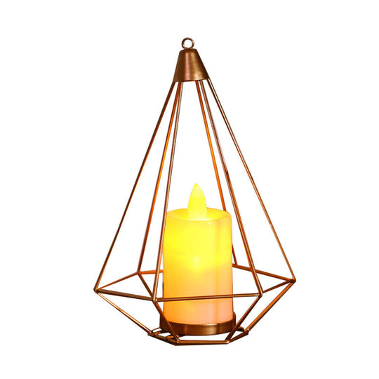 Golden LED Candle Style Table Lamp with Fun Cage Design for Kids' Nightstand