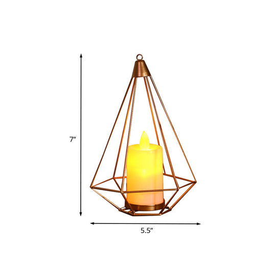 Golden LED Candle Style Table Lamp with Fun Cage Design for Kids' Nightstand