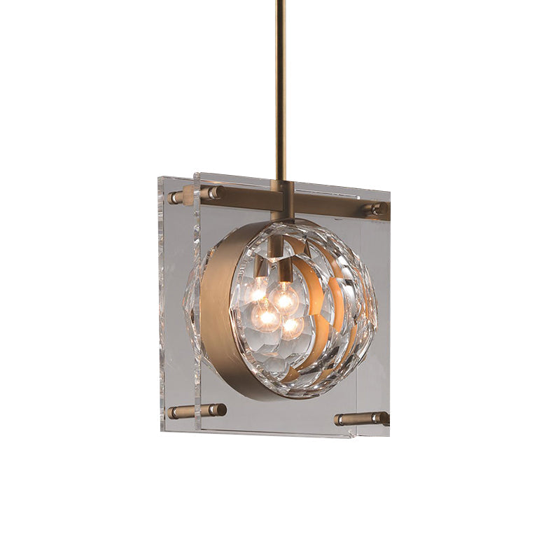 Modern Beveled Crystal Pendant Lamp with Brass Finish - Perfect for Bedroom Ceiling