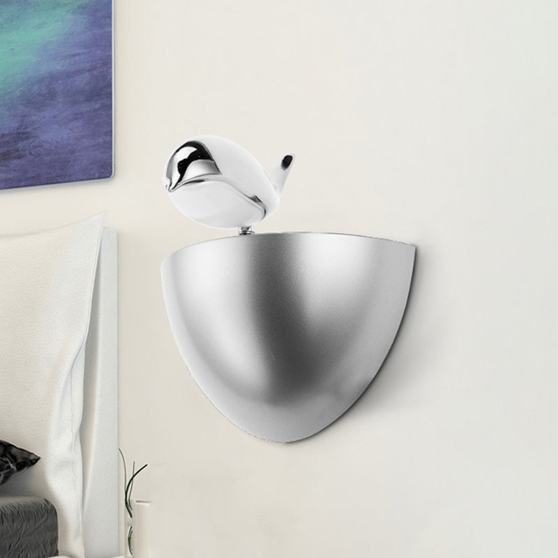 Birdie Wall Lamp Kids Aluminum LED Sconce Light Fixture with Stand, Silver/Gold Finish
