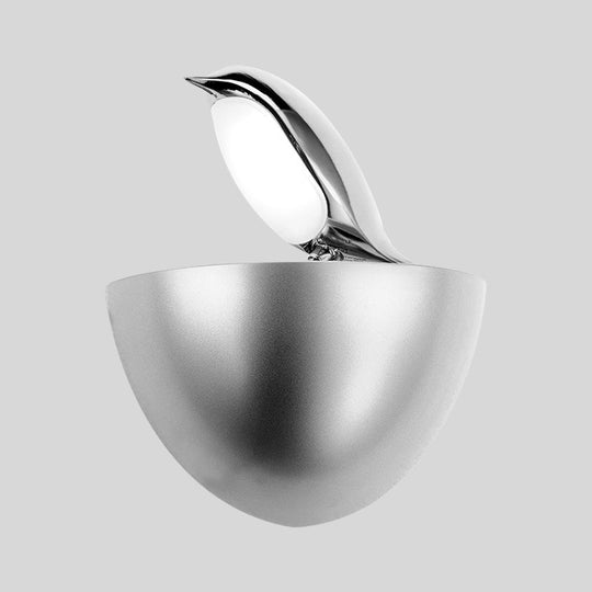 Birdie Wall Lamp Kids Aluminum LED Sconce Light Fixture with Stand, Silver/Gold Finish